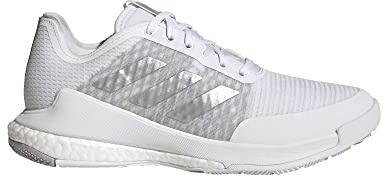 adidas Women's Crazyflight Indoor Court Shoe, White/Silver Metallic/Grey, 7.5 UK