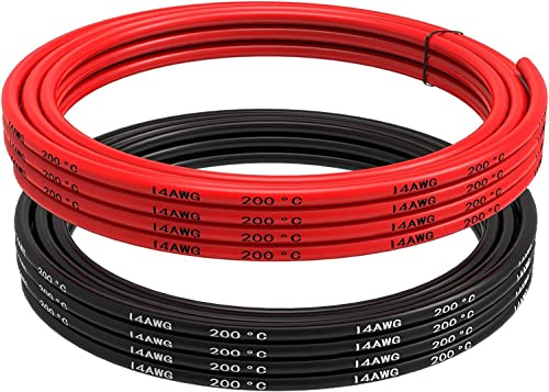 YUNIQUE GREEN-CLEAN-POWER - Silicone Cable 14 AWG 5 Meters | Flexible, High-Temperature Resistant | Ideal for Electronic Projects, Connector for Ankeway, Car Radio Cables, Red, Silicone