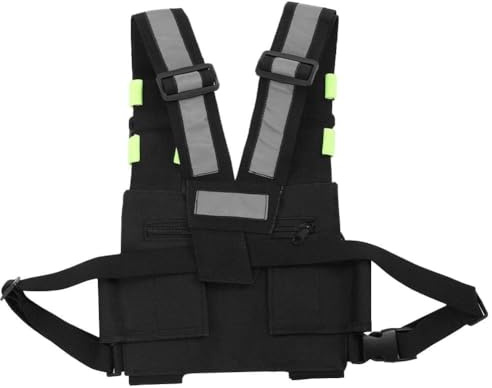 Cyrank Universal Radio Weste, Radio Chest Harness Brust Front Pack Tasche Holster Weste Rig mit fluoreszierender grüner Brusttasche für Zwei-Wege-Radio Walkie Talkie Holster Weste Rig fluoreszierend