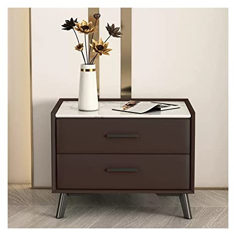 HASMI Table de Chevet Café Moderne Table De Chevet Simple Laqué Ardoise Table De Chevet Bois Rectangle Armoire Chambre Chevet Casier 2 Tiroir De Rangement Chevet de lit (Size : L40xD40xH45cm)