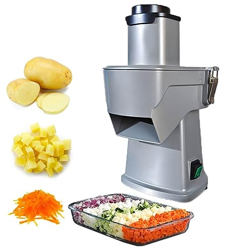 CYTBEK Cortador de Verduras 3 en 1, rallador, 180 kg/h, Picador de Verduras eléctrico, triturador de Frutas con Cuchillas de 8/10mm, Corte Ajustable de 1-3mm de Espesor, rallador de 2-4mm