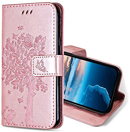KANVOOS Coque pour iPhone 14 / iPhone 13, Etui Protection Housse Premium en Cuir PU, Antichoc Étui à Rabat Portefeuille Flip Case pour iPhone 14 / iPhone 13 (Or Rose)