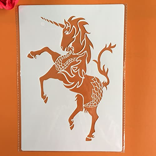 Wiederverwendbare Schablonen zum Malen auf Holz, A4, 29 x 21 cm, Einhorn-Zeichenschablone für Scrapbooking, Kunstbedarf, Wanddekoration