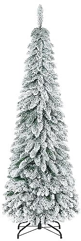 HOMCOM Árbol de Navidad Artificial 180 cm Árbol de Navidad Nevado con 523 Ramas Soporte de Acero Plegable Decoración para Hogar Fiestas Verde