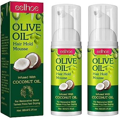 2 Pièces Mousse Pour Cheveux, 60ml Mousse Hydratante Naturelle À L'huile D'olive, Fixation Longue Durée Pour Tresses, Boucles, Perruques, Ondulations