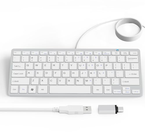 YORUNOHOSHI Mini clavier filaire USB ultra fin 78 touches avec touches de raccourci multimédia pour Apple Mac Pro, MacBook 56Pro/iMac, Air, Mac Mini, ordinateurs portables, ordinateurs de bureau