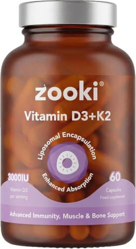 Zooki Liposomal Vitamin D3 + K2 3000IU, 60 Capsules, 30 Servings