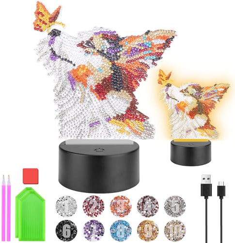 Homgaty Geschenke für Mädchen 5 6 7 8 9 10 Jahre, Bastelset Diamond Painting Kinder, Kreative Nachtlicht Basteln am Kindergeburtstag, Weihnachtsgeschenke für Mädchen 6-12 Jahre