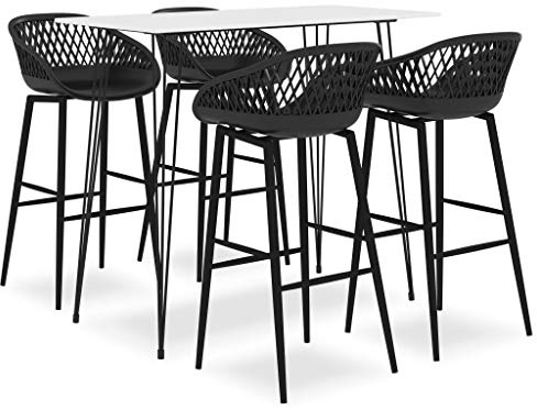 CKioict Eckbank esszimmer Küchen möbel Esstisch-Set 5-TLG. Bar-Set Weiß und SchwarzGeeignet für Wohnzimmer Küche Büro