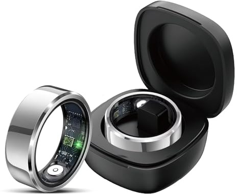 Smart Ring Android Fitness Tracker Ring Smartringe für Herren Damen Schlaftracker Schrittzähler Sport Smartring Fitnessring IOS Herzfrequenz Pulsmesser Fitnesstracker Gesundheitsring Schwarz Silber