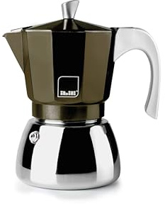 IBILI - Elba Coffee espresso machine, 3 cups, 150 ml, cast aluminium, stainless steel base, with reducer for 2 cups, suitable for induction