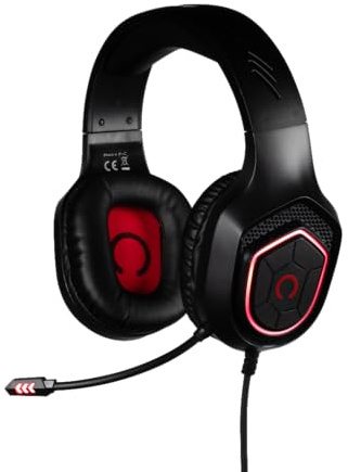 Konix Kabelgebundenes Gaming-Headset Oberon PC, PS5, Switch 2, Xbox - 50 mm Lautsprecher - Hochempfindliches Mikrofon - Rote LED-Beleuchtung - Schwarz
