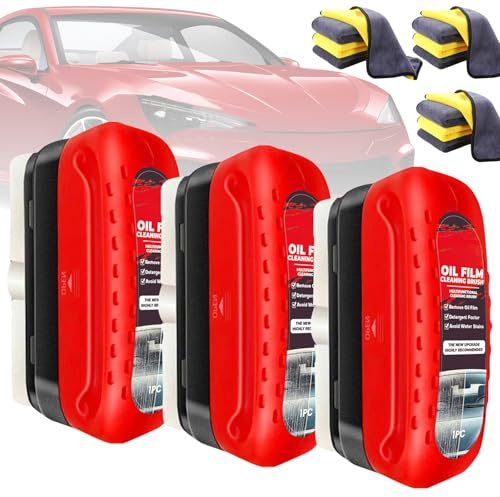 Automotive Oil Film Cleaning Brush, Ölabweisende Folie für Autoscheiben, Ölfilm-Entferner für Windschutzscheiben, Multifunktionale Kfz-Ölfilm-Reinigungsbürste 120ml (3 Stück)