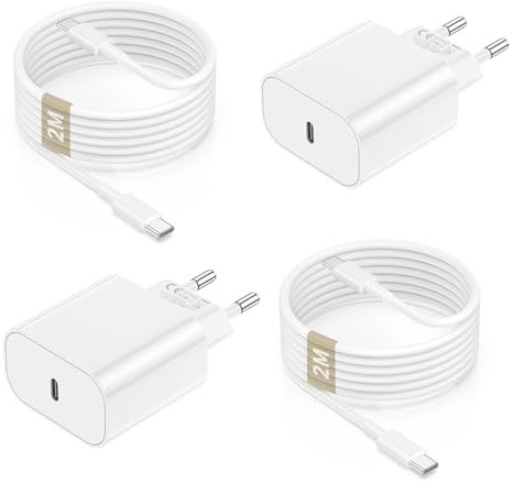 2Pack iPhone 16 15 Ladegerät mit Ladekabel, 20W USBC Schnellladegerät Original mit USB C Kabel 2m für Apple iPhone 16 15 Plus/Pro/Max, iPad Pro 12.9, 11 Zoll/Mini, MacBook Pro/Air, ipad Adapter Type C