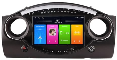 9 Android Auto GPS Radio Navigator Carplay Replacement for BMW Mini Cooper S R50 R52 R53 2004-2007 with GPS Bluetooth FM USB WiFi DVR RDS TPMS SWC Dab