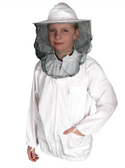 4Bee Imkerjacke – Imkeranzug mit Reißverschluss – mit Atemnetz – atmungsaktiv – Imkerei – Bienen – Insekten – Schutzkleidung mit Hut – Schutzkleidung für Imker – Größe 146