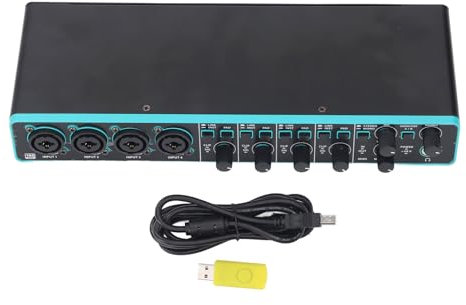 Externe 4-in-4-Out-Soundkarte, Professionelle Musik-Computer-Aufnahme-Sound-Schnittstelle, High-Fidelity für Musiker und Podcaster