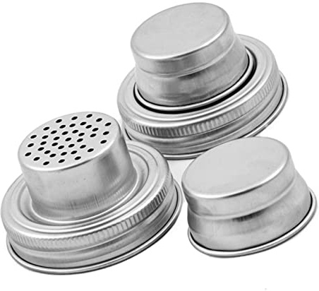 PRETYZOOM 2pcs Stainless Steel Leakproof Jar Lids for Mason Jars Cocktail Shaker Cover Sturdy Silver Lids for Food Storage DIY Projects and Snacks
