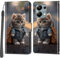 Salanheo Coque pour Xiaomi Redmi Note 13 Pro 4G (Pas pour 5G) / Xiaomi Poco M6 Pro 4G, Housse en Cuir PU Etui à Rabat Pochette de Antichoc Portefeuille avec Fentes pour Cartes Chat