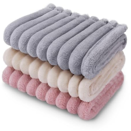 luciphia 3 stycken tvättbar fluffig hållbar mjuk varm flanell möbelskyddsmatta barn hund katt grå rosa beige 45_x_75_cm