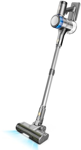 Dzaki Akku-Staubsauger, 45KPa Stabstaubsauger Kabellos Beutellos mit Display, Anti-Tangle-Bürste, 55Min. Laufzeit, Herausnehmbarer Akku, Kabelloser Akkusauger für Hartböden Tierhaare Teppich Auto