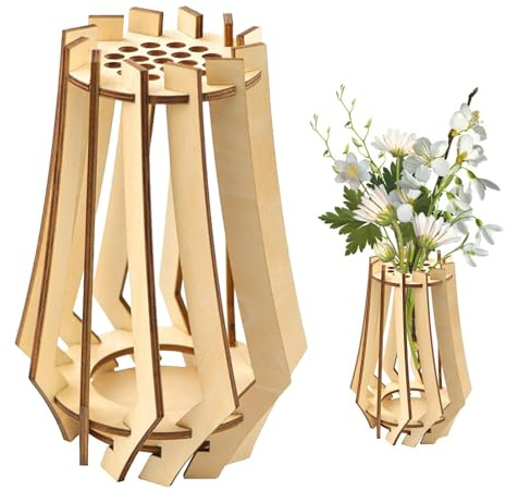 3D-Stift, Holzpuzzle-Vase,Flasche, Baustein-Blumenstein-Spielzeug, Vase für Blumensträuße, Holzständer, Wohndeko