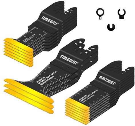 16PCS Titanium Multitool Blades Set – Extra Long Oscillating Saw Blades & Multi Tool Accessories for Wood, Metal, Nails & Drywall Cutting | Universal Compatible with DeWalt, Makita, Dremel and More