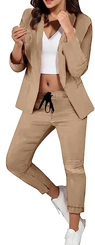 Pamqsen Hosenanzug Damen Anzug Elegant Teilig Jogginganzug Set Slimfit Festlich Streetwear Freizeitanzug Sportlich Lange Zweiteiler Langarm Business Outfit