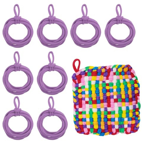 sourcing map 50 anelli di ricarica per presine, elastici per presine, kit di ricarica per lavori a maglia, in colori arcobaleno, per ragazze e principianti, fai da te, telaio da 17,8 cm, viola