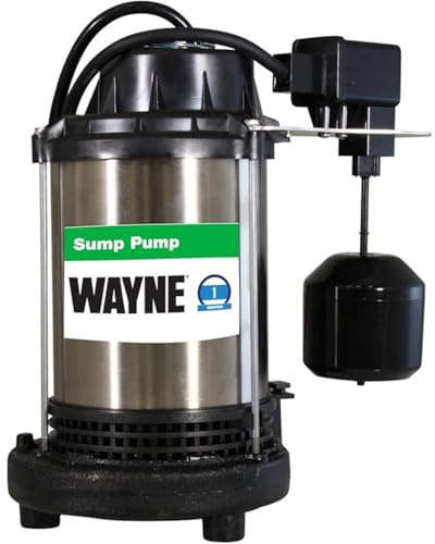 Wayne 1 HP Heavy Duty Submerisble Cast Iron and Stainless Steel Sump Pump with NEW Switch - Removes up to 6,100 Gallons of Water Per Hour