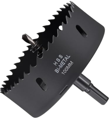 METALLIXITY Kit de Scie Cloche Bi-Métal 100mm (3-15/16) Scie Cloche Noir | en Acier Rapide M42 avec Mèche Centrale, Clé hexagonale et Ressort, pour Tôle Métallique, Bois