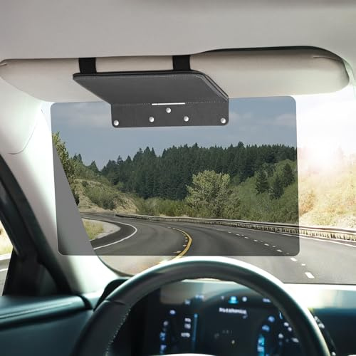 JGGDDU Polarisierte Sonnenblende Extender für Auto, Anti-Glare PC Sonnenblende Linse, Visier Erweiterung Blocker, UV, Schnee Blindheit Schutz, sicheres Fahren, Universal für Auto SUV, Grau