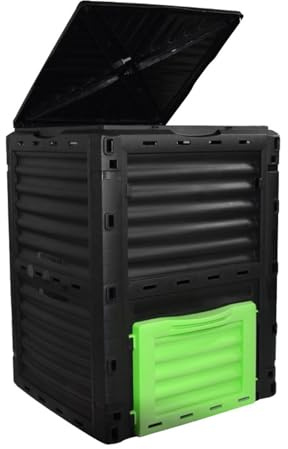 Contenedor de compostaje, contenedor grande de abono para exteriores, 80 galones, fácil montaje para compostaje de residuos de cocina