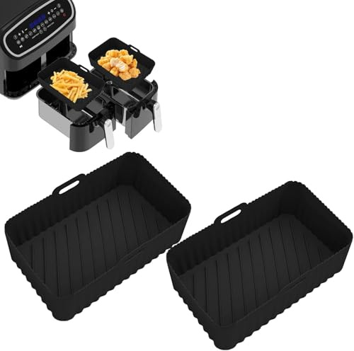 Accessories for Ninja AF500EU Air Fryer - 2 Pieces Silicone Air Fryer Mould for Double Stack XL AF500EU - Silicone Inserts for 10.4L Deep Fryers