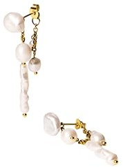 Purelei Pearl Symphony Ohrringe – 3-in-1 Look mit Barockperle – 18K vergoldeter Edelstahl – Tragemöglichkeiten: Stecker, Loop & Kettendetail – 4,9 g (Paar) (Gold)