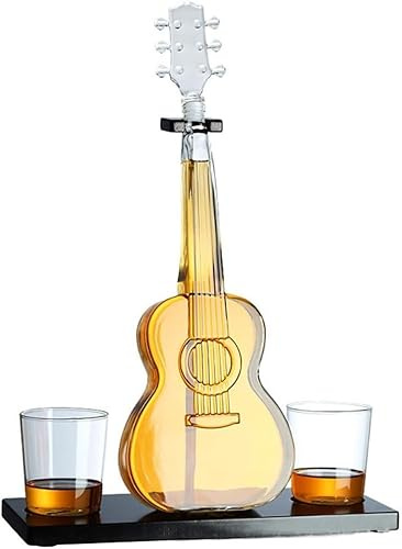 Decanter per chitarra, 1000 ml, creativo con tappo per whisky, vino e bevande, resistente al freddo e al calore, design con buona tenuta