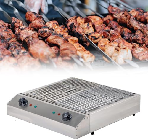 Parrilla eléctrica para barbacoa interior sin humo | Plancha de mesa portátil con control de termostato | Bandeja de goteo llena de agua para evitar humo | para kebabs, panqueques, cocinar en