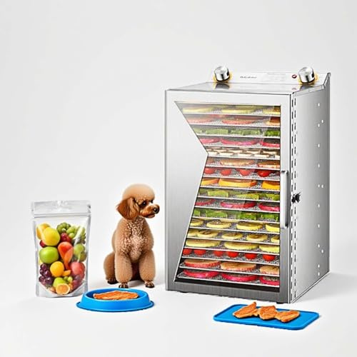 EPIKNOWEE Déshydrateur pour Friandises Chiens et Fabricant de Jerky, avec Contrôle Température Réglable et Minuterie, Plateaux Acier Inox pour Snacks Sain Maison pour Animaux et Humains(18-Tray)