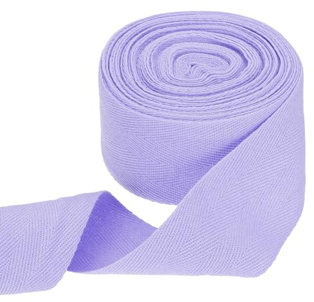 QUARKZMAN Nastro in Cotone A Spina di Pesce 50mm x 10 Metri Nastro A Tessitura Obliqua Rotolo di Fettuccia per Bordatura per DIY Cucito Regali Imballaggio, Viola Chiaro