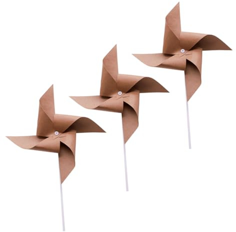 ifundom Molino de Viento de Papel 3 Piezas Estilo Retro Material Papel para Decoración de Fiestas y Fotografía Adecuado para Exteriores y Celebraciones