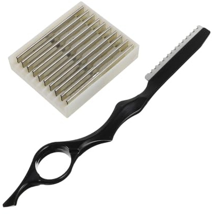 Sewroro Professionelles Haarschneidemesser Satz Edelstahl Rostfrei mit 10 Scharfen Klingen Ausdünnungsrasierer für Friseure und Haarstyling zu Hause