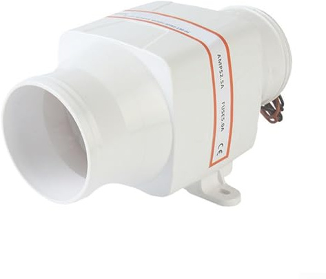 Gdfnmogo Soplador de sentina marino de 4 pulgadas, ventilador eléctrico de ventilación de barco de 12 V con flujo de aire de 270 CFM, ventilador de circulación de aire en línea CC sin escobillas para