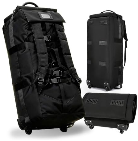 Bolsa de Viaje Plegable con Ruedas 90L, 3 en 1 Mochila con Ruedas, Bolsa de Deporte, Trolley Bolsas de Viaje, Tejido Oxford Impermeable, Ruedas 360°, para Camping, Viajes, Deporte (80x33x30 cm)