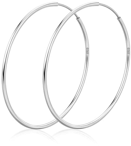 Senteria Creolen 925 Silber für Damen - Dünne, Leichte, Große Hypoallergene Silber Creolen Damen 925 Ohrringe 30/40/50/60/70mm