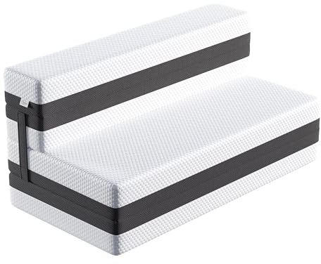 TeQsli Gel Faltmatratze 15 cm Höhe, Klappmatratze 120×200, 4-teilige Gästebett & 3-in-1 Schlafsofa mit waschbarem und abnehmbarem Bezug, Klappbett mit Öko-Tex & CertiPUR Zertifiziert