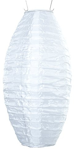 Allsop Home and Garden Soji Pod White, LED Outdoor Solar Lantern, Handmade with Weather-Resistant UV Rated Fabric, Stainless Steel Hardware, Chinese Style Light, 1-Count