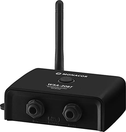 MONACOR WSA-20BT Bluetooth-Audio-Empfänger für die Musik-Wiedergabe von mobilen Zuspielgeräten, schwarz
