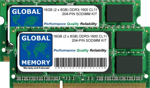 GLOBAL MEMORY 16GB (2 x 8GB) DDR3 1600MHz PC3-12800 204-PIN SODIMM Memoria RAM Kit para Intel Mac Mini (Finales DE 2012) & Mac Mini Servidor (Finales DE 2012)