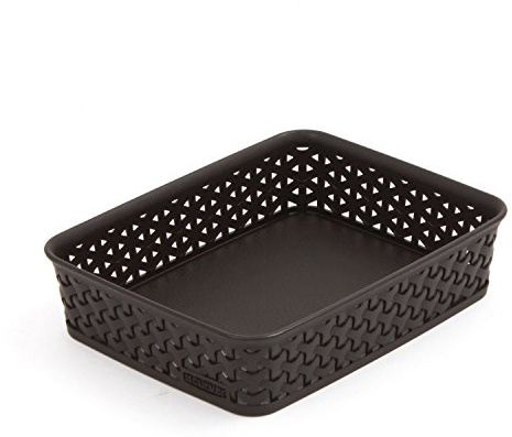 Curver 203407 Aspect Rotin My Style Panière de Bureau Taille A5 Polypropylène Chocolat 25,6 x 20 x 6 cm