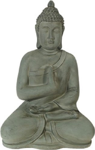 MCDeko Dekoration Gartenfigur Buddha eine Hand im Schoß ca. 50 cm x 35 cm aus Kunststoff Polyresin wetterfest für aussen geeignet